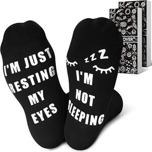 URECOVER Novelty Socks in Gift Box Men’s I'M NOT SLEEPING I'M RESTING MY EYES